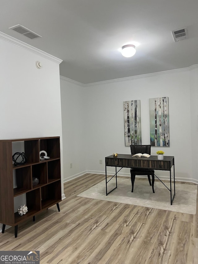 4540 Cold Spring Ct, Cumming, GA 30041 - office with ornamental molding, light wood-type flooring, and baseboards