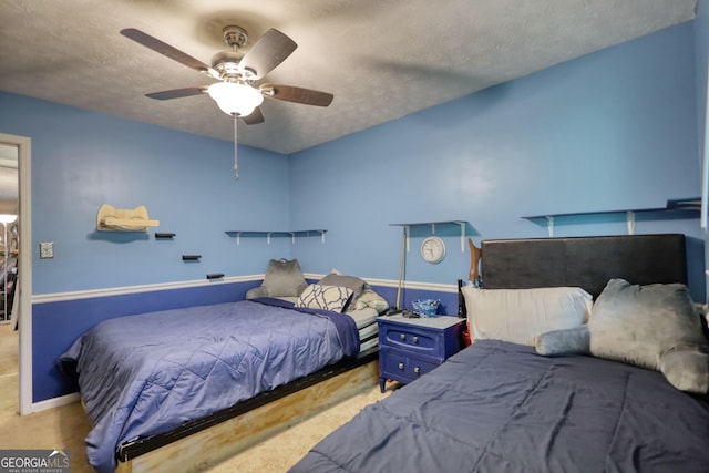 2368 Ellis Ct, Snellville, GA 30078 - carpeted bedroom with a textured ceiling and ceiling fan