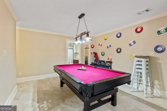 11 Main St, Newnan, GA 30263 - game room featuring crown molding, pool table, and baseboards