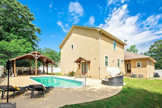 11 Main St, Newnan, GA 30263 - view of pool featuring a gazebo, entry steps, french doors, and an outdoor living space