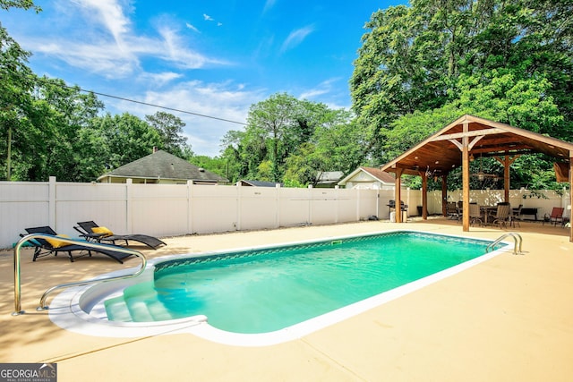 11 Main St, Newnan, GA 30263 - view of pool with a patio, a gazebo, a fenced backyard, and view of scattered trees