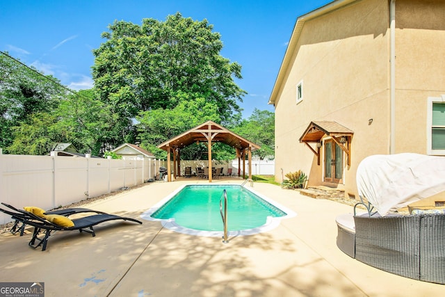 11 Main St, Newnan, GA 30263 - view of pool with a gazebo, a patio area, a fenced backyard, and french doors