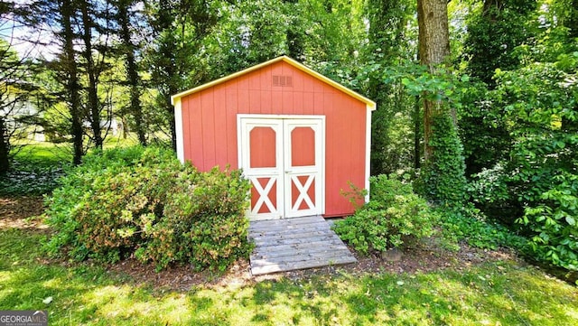 view of shed