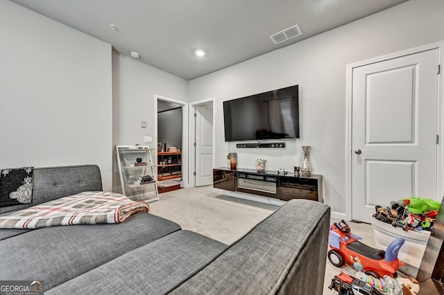 view of carpeted living area