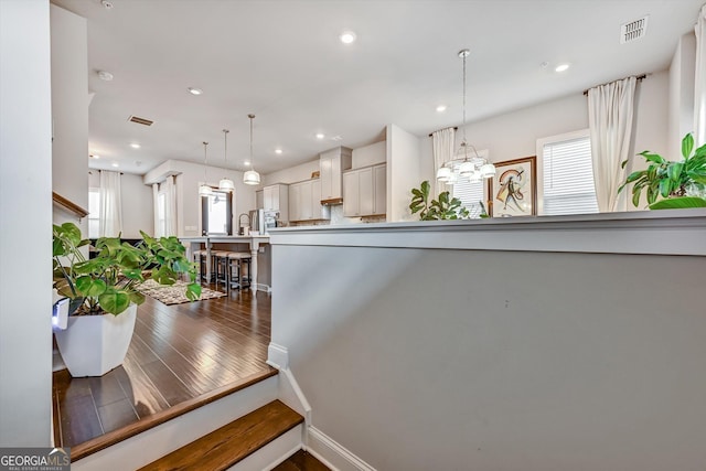 4760 Highside Way, Smyrna, GA 30082 - stairway featuring recessed lighting, a chandelier, and wood finished floors