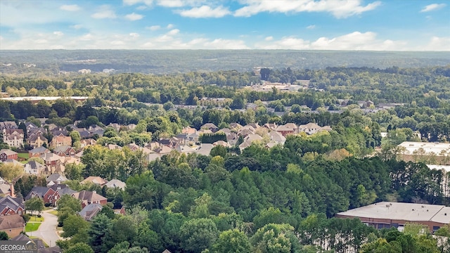aerial perspective of suburban area with a forest