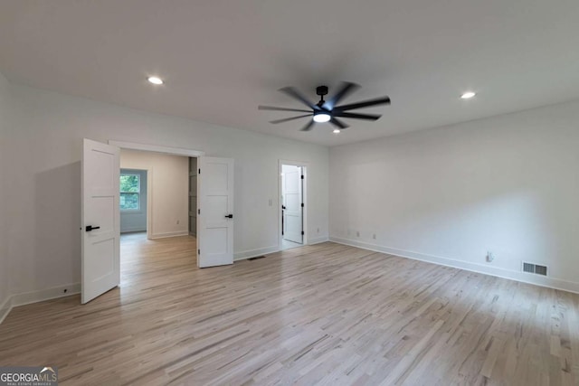 4 Bentley Trace Mnr, Atlanta, GA 30327 - empty room with ceiling fan, light wood-style floors, and recessed lighting