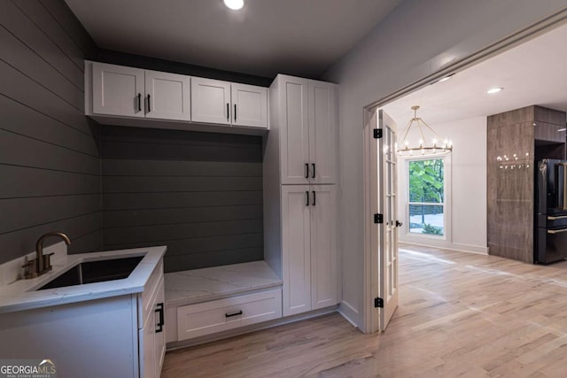 4 Bentley Trace Mnr, Atlanta, GA 30327 - mudroom featuring a chandelier, light wood-type flooring, and recessed lighting