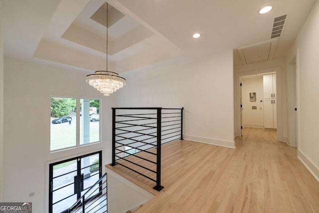 4 Bentley Trace Mnr, Atlanta, GA 30327 - hall with attic access, an upstairs landing, healthy amount of natural light, light wood-type flooring, and recessed lighting