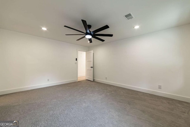 4 Bentley Trace Mnr, Atlanta, GA 30327 - empty room with ceiling fan, dark colored carpet, and recessed lighting
