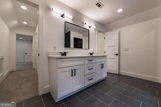 4 Bentley Trace Mnr, Atlanta, GA 30327 - full bathroom with double vanity, recessed lighting, and tile patterned floors