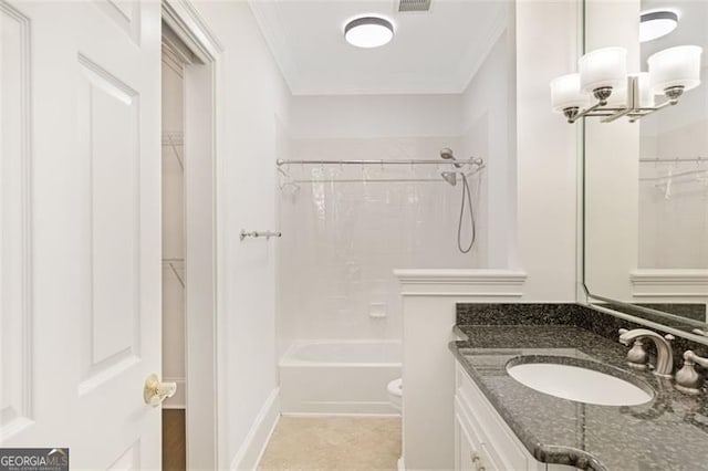 2499 Peachtree Rd NE Unit 503, Atlanta, GA 30305 - full bath with ornamental molding, vanity, a spacious closet, toilet, and washtub / shower combination