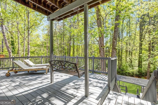 4027 Mount Vernon Dr, Woodstock, GA 30189 - deck featuring a forest view