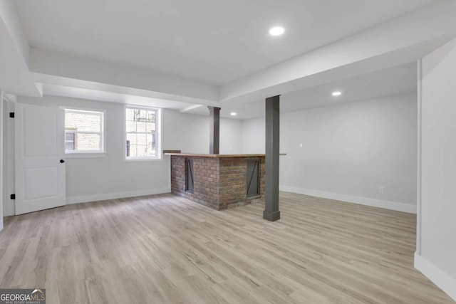 644 Church St NW, Atlanta, GA 30318 - unfurnished living room featuring light wood finished floors and recessed lighting