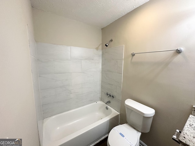 3879 Mcgill Ln, Decatur, GA 30034 - bathroom with toilet, a textured ceiling, and bathtub / shower combination