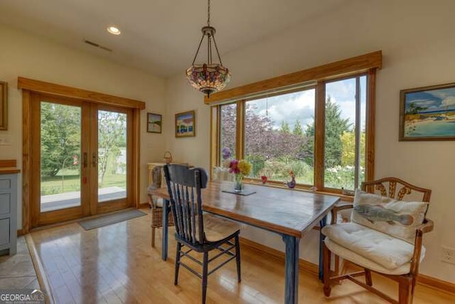 275 Everetts Vw, Blairsville, GA 30512 - dining area featuring plenty of natural light, french doors, light wood-style flooring, recessed lighting, and baseboards