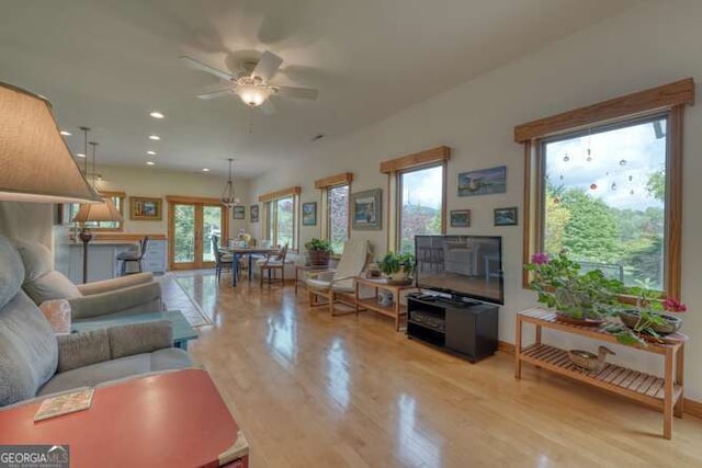 275 Everetts Vw, Blairsville, GA 30512 - living area with ceiling fan, recessed lighting, wood finished floors, and baseboards