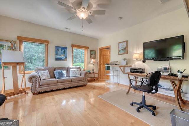 275 Everetts Vw, Blairsville, GA 30512 - office space featuring wood finished floors, ceiling fan, and baseboards
