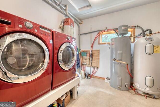 275 Everetts Vw, Blairsville, GA 30512 - clothes washing area featuring water heater and separate washer and dryer