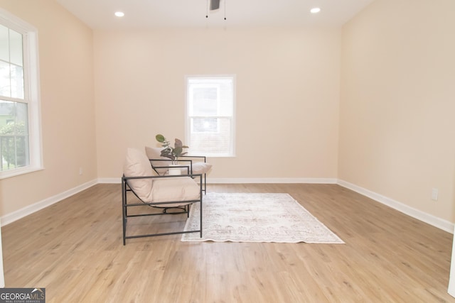346 Grant Ave, Macon, GA 31201 - sitting room featuring light wood-type flooring, baseboards, ceiling fan, and recessed lighting