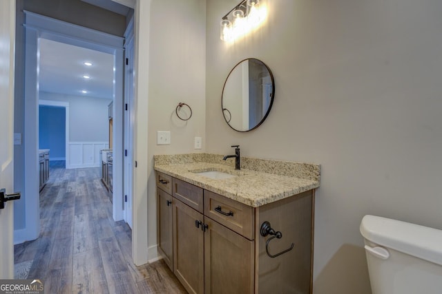 141G Lake Pines Rd, Jackson, GA 30233 - bathroom with wood finished floors, vanity, and toilet