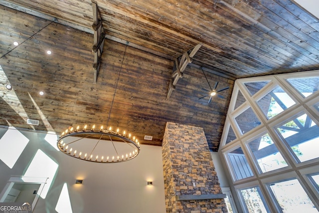 141G Lake Pines Rd, Jackson, GA 30233 - detailed view of wooden ceiling and a chandelier