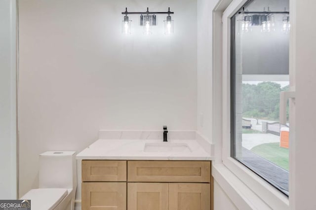 bathroom with toilet and vanity