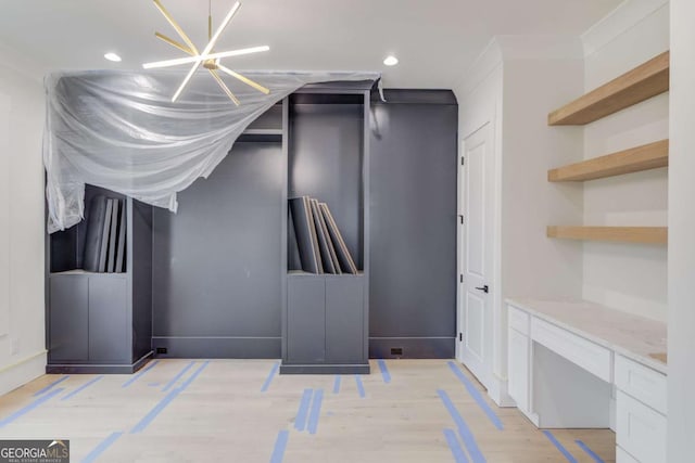 mudroom featuring recessed lighting and light wood finished floors