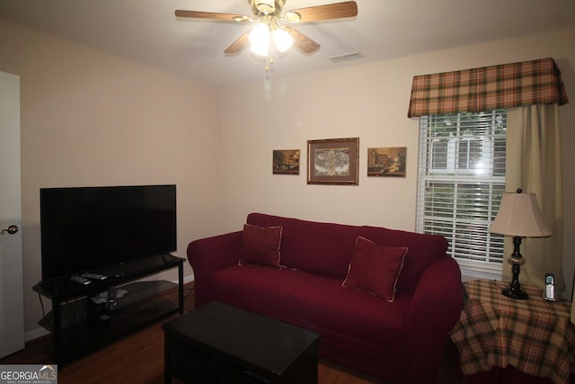 3024 Orchard Ridge Cir, Duluth, GA 30096 - living room with a ceiling fan and wood finished floors