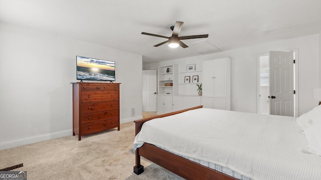 254 Merilyn Dr, Ringgold, GA 30736 - bedroom with light carpet, baseboards, ceiling fan, and attic access