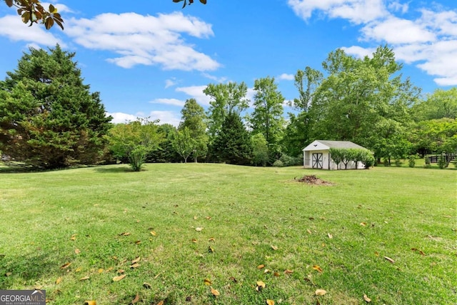 2620 Dr Bramblett Rd, Cumming, GA 30028 - view of grassy yard with a storage shed and an outbuilding