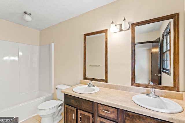 121 Stonewood Dr, Toccoa, GA 30577 - full bathroom with toilet, double vanity, tile patterned flooring, and shower / bath combination