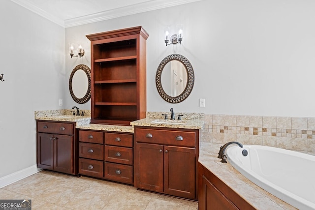 4227 Tillman Blf, Valdosta, GA 31602 - full bath with crown molding, double vanity, a bath, and baseboards