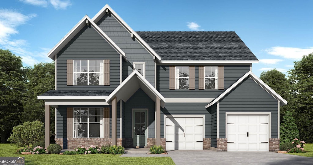 225 Sage St, Commerce, GA 30529 - view of front facade with a garage, concrete driveway, and brick siding