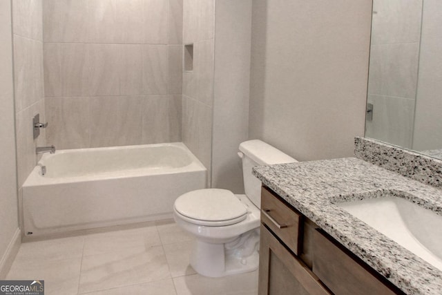 3066 Reserve Ct SW, Conyers, GA 30094 - bathroom with toilet, vanity, tub / shower combination, and tile patterned floors