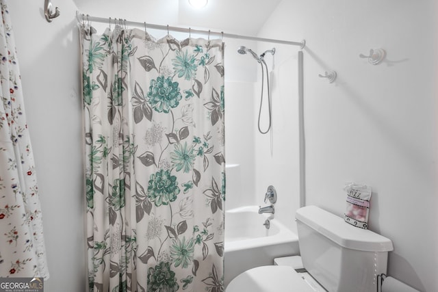 490 Water Wheel Ct, Cornelia, GA 30531 - bathroom with toilet and shower / bath combo with shower curtain