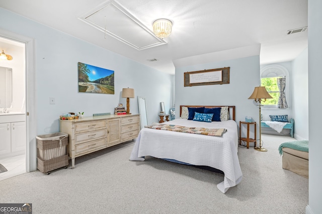 490 Water Wheel Ct, Cornelia, GA 30531 - bedroom with attic access, light carpet, and ensuite bathroom