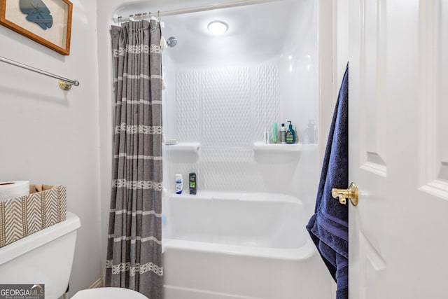 490 Water Wheel Ct, Cornelia, GA 30531 - bathroom with toilet and shower / bath combo with shower curtain