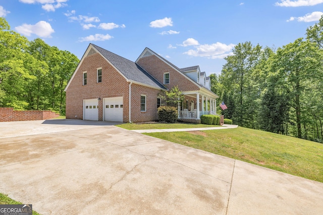 490 Water Wheel Ct, Cornelia, GA 30531 - view of front of property featuring a porch, driveway, brick siding, a front yard, and an attached garage
