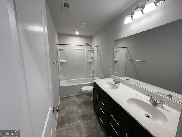 3172 Lowell Rd, Bethlehem, GA 30620 - full bathroom featuring toilet, shower / bath combination, double vanity, and recessed lighting