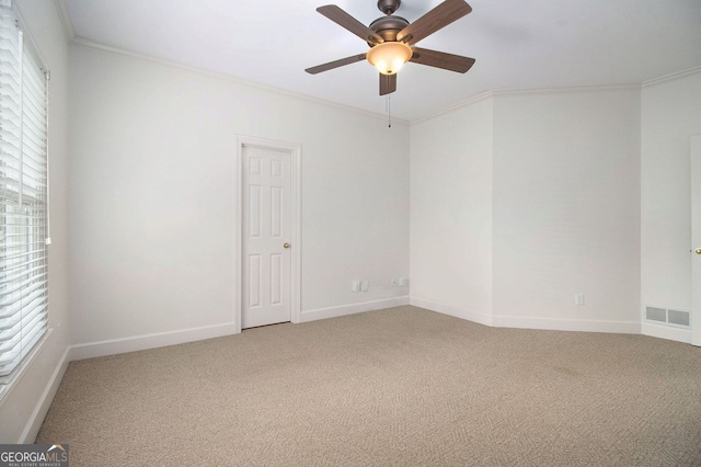 315 Hembree Grove Trce, Roswell, GA 30076 - unfurnished room with ornamental molding, light colored carpet, ceiling fan, healthy amount of natural light, and baseboards