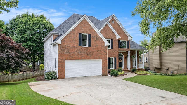 315 Hembree Grove Trce, Roswell, GA 30076 - traditional-style home featuring brick siding, an attached garage, concrete driveway, and a shingled roof