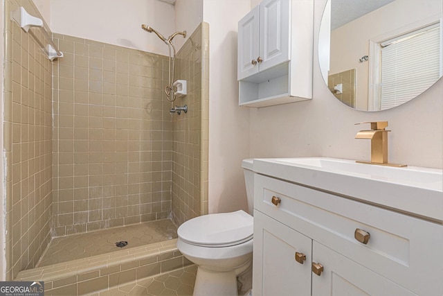 2954 Ann Marie Ln, Rex, GA 30273 - full bath featuring vanity, tiled shower, and tile patterned flooring