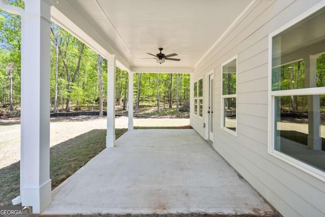 view of patio / terrace with a ceiling fan