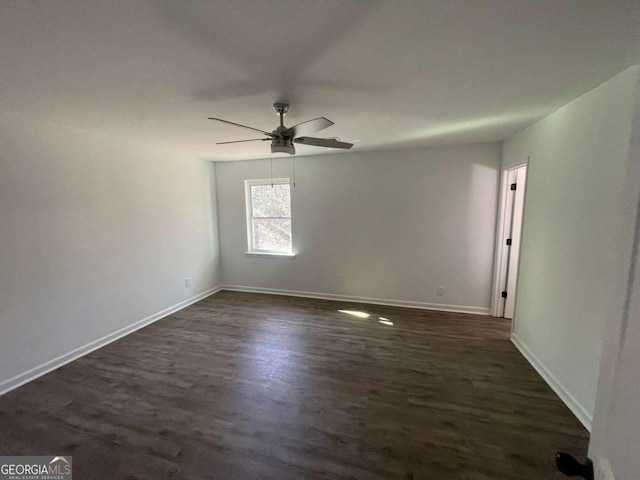 3417 Hollow Tree Dr, Decatur, GA 30034 - empty room featuring ceiling fan, dark wood-style floors, and baseboards