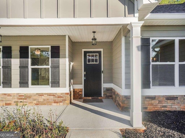 733 Springhill Dr, Gray, GA 31032 - property entrance featuring a porch and stone siding