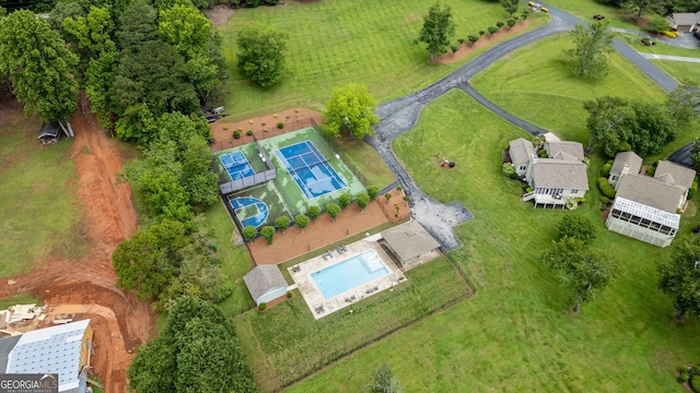 bird's eye view of a pool