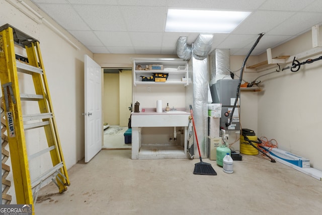 130 Allie Dr, Mcdonough, GA 30252 - finished below grade area featuring a paneled ceiling and heating unit
