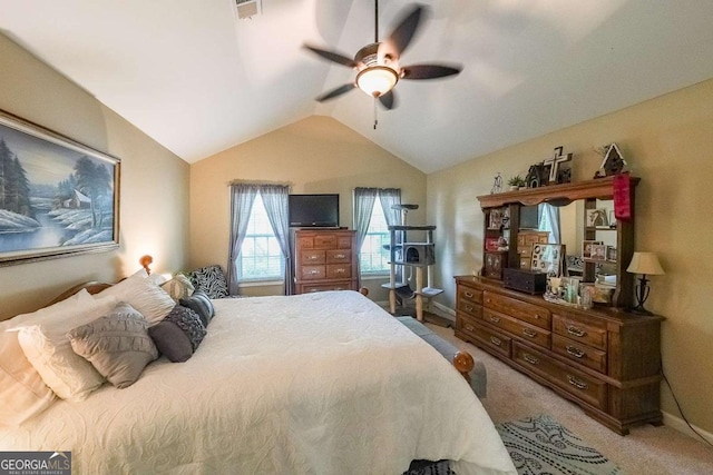 4872 Nature Trl, Austell, GA 30106 - bedroom with lofted ceiling, carpet, a ceiling fan, and baseboards