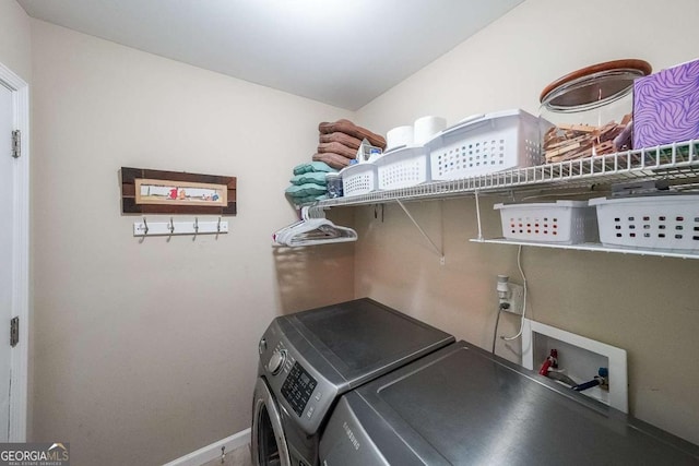 4872 Nature Trl, Austell, GA 30106 - washroom featuring washer and dryer and baseboards